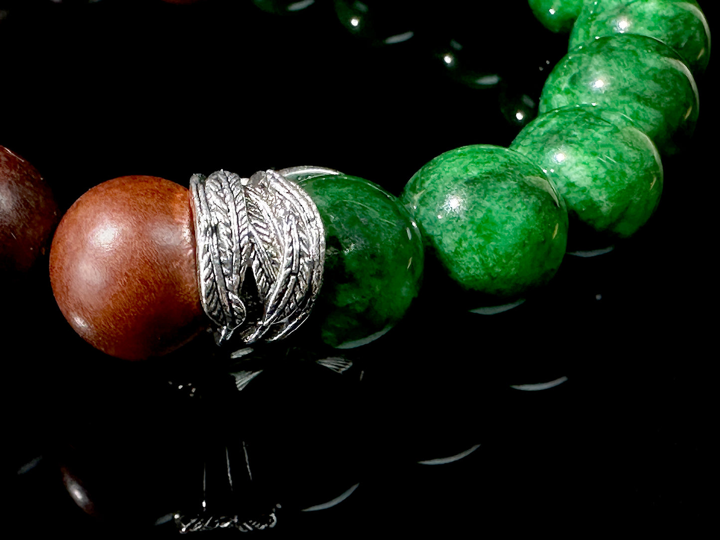 Taoist Timeless Men's Bracelet: Jade & Wood Strength