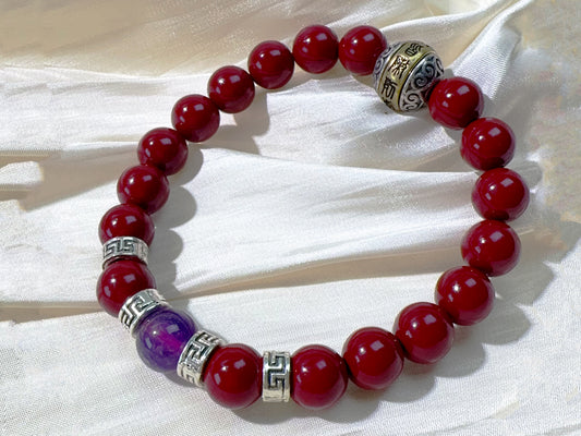 Taoist Bold Men's Cinnabar Bracelet: Fire Element Energy